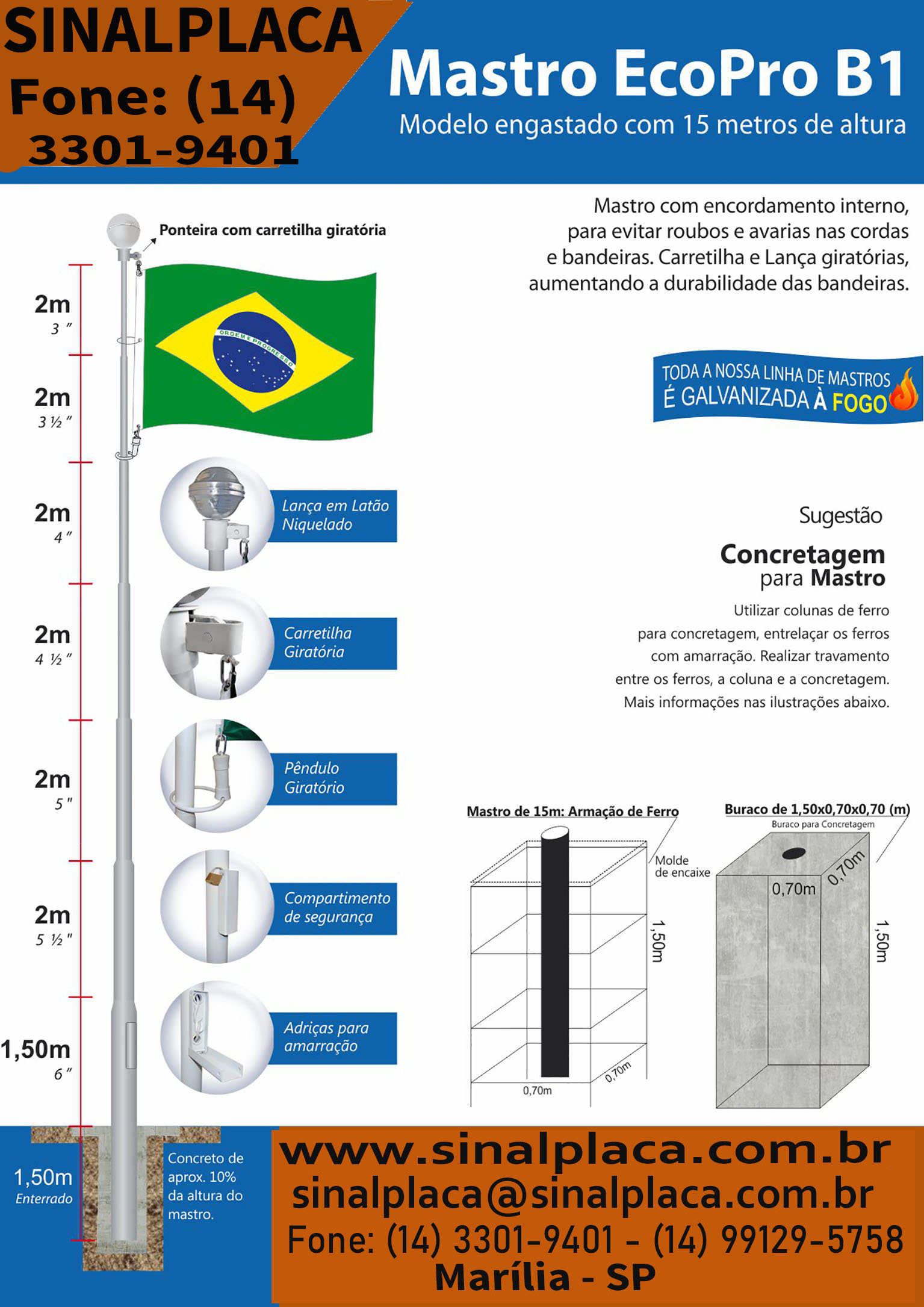 Mastro Tubo de A�o Galvanizado � Fogo